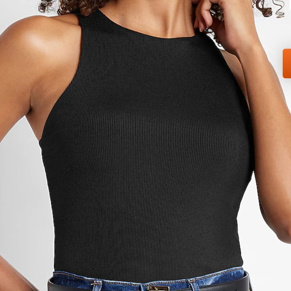 Express Ribbed High Neck Bodysuit